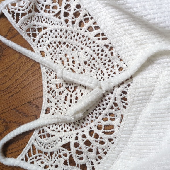 NWT Cropped Lace Detailing White Ribbed Tank Top Juniors Size XL SO Brand - Picture 5 of 12